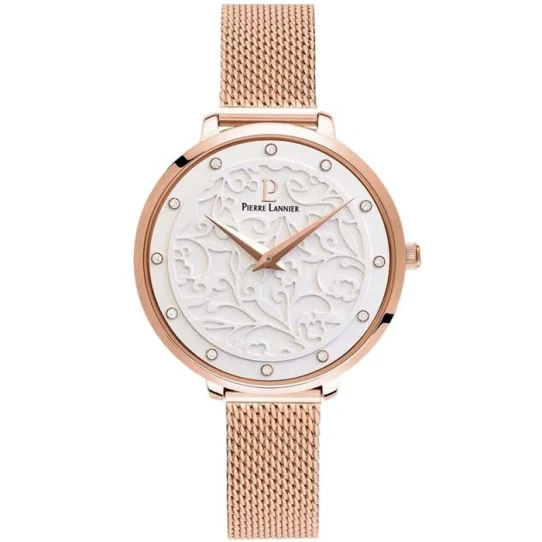 Дамски ръчен часовник с кварцов механизъм - корпус от Стомана - Меш - цвят Бял Розово Злато