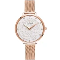 Дамски ръчен часовник с кварцов механизъм - корпус от Стомана - Меш - цвят Бял Розово Злато