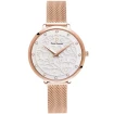 Дамски ръчен часовник с кварцов механизъм - корпус от Стомана - Меш - цвят Бял Розово Злато