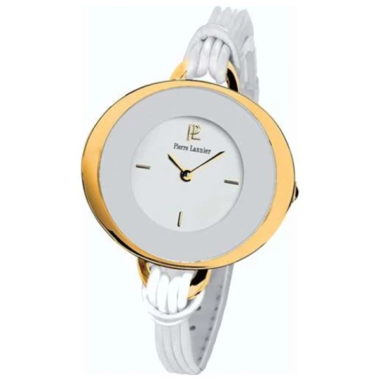 Дамски ръчен часовник с кварцов механизъм - корпус от Стомана - Естествена кожа - цвят Бял Бял