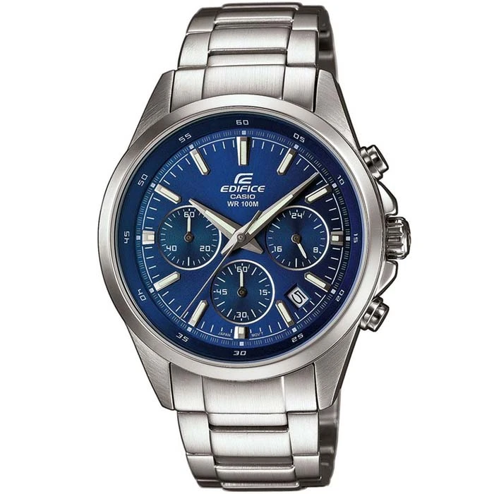 Мъжки ръчен часовник с кварцов механизъм - корпус от Стомана - Стоманена верижка - цвят Син Сив