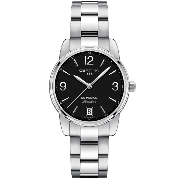 Дамски ръчен часовник с кварцов механизъм - корпус от Стомана - Стоманена верижка - цвят Черен Сив