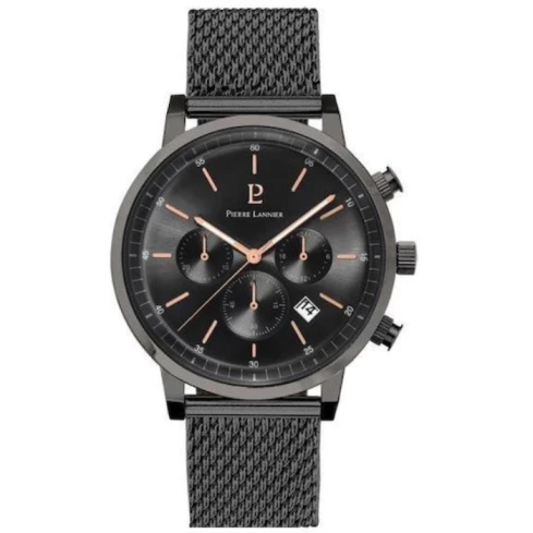 Мъжки ръчен часовник с кварцов механизъм - корпус от Стомана - Меш - цвят Черен Черен