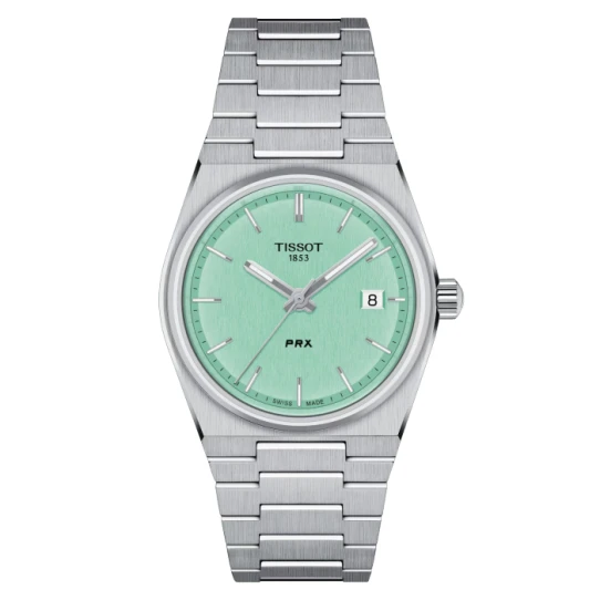 Дамски ръчен часовник с кварцов механизъм - корпус от Стомана - Стоманена верижка - цвят Зелен Сив