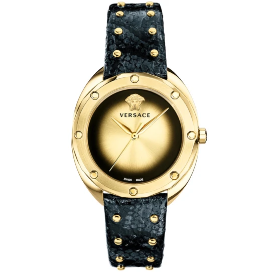 Мъжки ръчен часовник с кварцов механизъм - корпус от Стомана - Естествена кожа - цвят Злато Злато