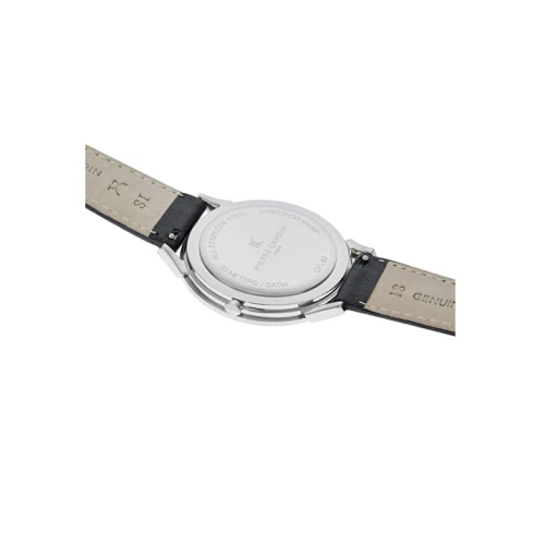 Мъжки ръчен часовник с кварцов механизъм - корпус от Стомана - Естествена кожа - цвят Бял Черен