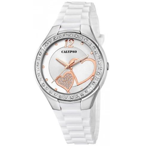 Унисекс ръчен часовник с кварцов механизъм - корпус от Стомана - Силиконова каишка - цвят Сребрист Бял