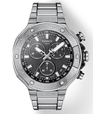 Мъжки ръчен часовник с кварцов механизъм - корпус от Стомана - Стоманена верижка - цвят Черен Сив