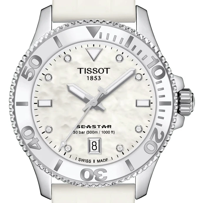 Дамски ръчен часовник с кварцов механизъм - корпус от Стомана - Силиконова каишка - цвят Седеф