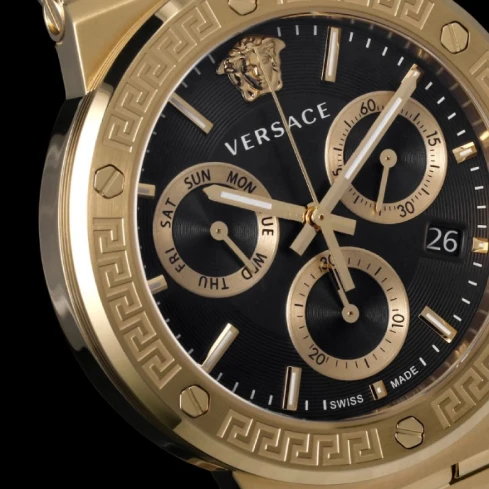 Мъжки ръчен часовник с кварцов механизъм - корпус от Стомана - Стоманена верижка - цвят Черен Злато