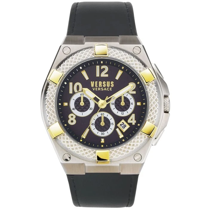 Мъжки ръчен часовник с кварцов механизъм - корпус от Стомана - Синтетична кожа - цвят Черен Черен