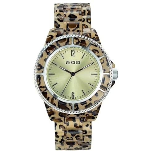 Дамски ръчен часовник с кварцов механизъм - корпус от Стомана - Полимер - цвят Шампанско Бежов