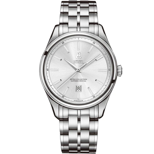 Мъжки ръчен часовник с кварцов механизъм - корпус от Стомана - Стоманена верижка - цвят Сребрист Сив