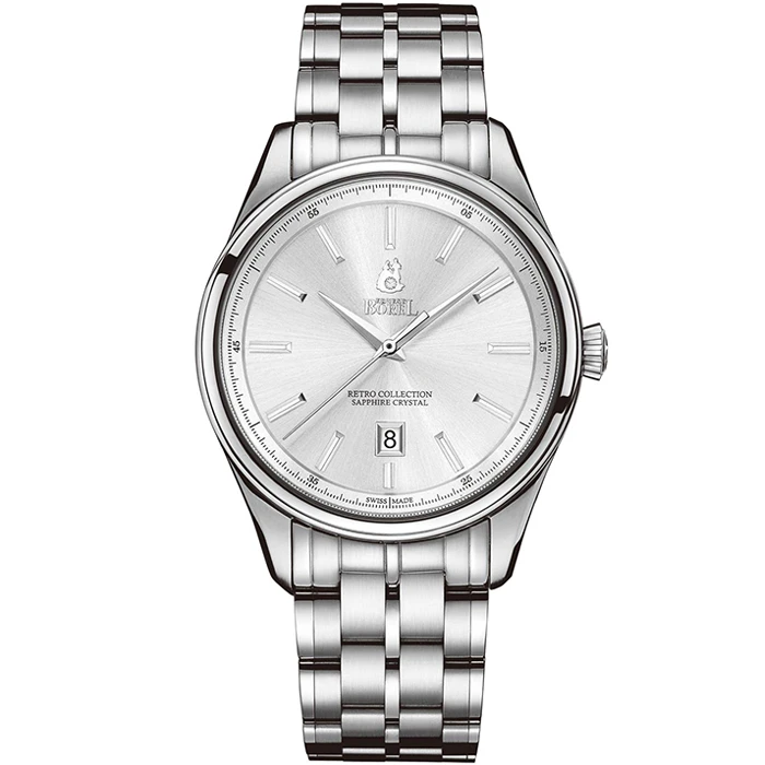 Мъжки ръчен часовник с кварцов механизъм - корпус от Стомана - Стоманена верижка - цвят Сребрист Сив