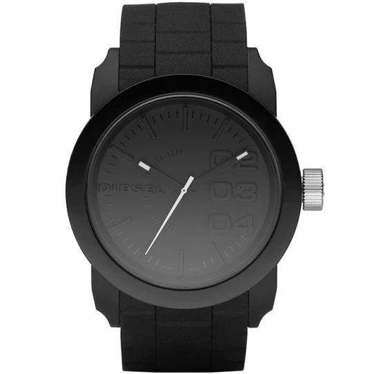 Мъжки ръчен часовник с кварцов механизъм - корпус от Стомана - Силиконова каишка - цвят Черен Черен