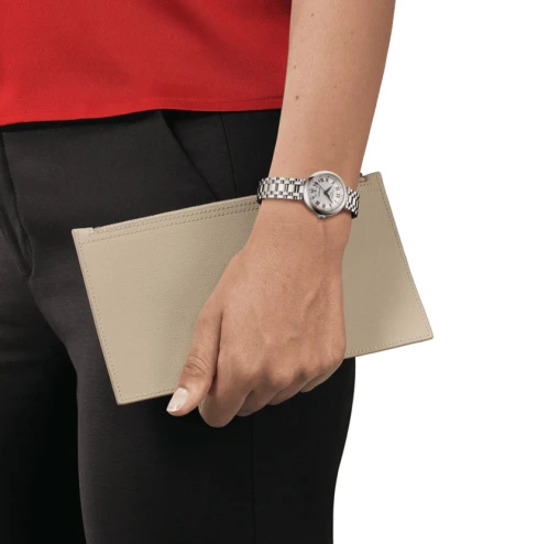 Дамски ръчен часовник с автоматичен механизъм - корпус от Стомана - Стоманена верижка - цвят Бял Сив