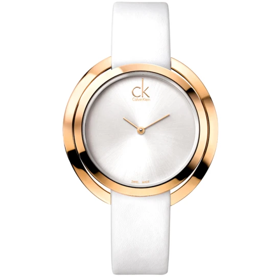 Дамски ръчен часовник с кварцов механизъм - корпус от Стомана - Естествена кожа - цвят Сребрист Бял