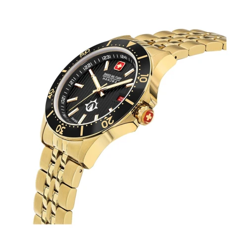 Мъжки ръчен часовник с кварцов механизъм - корпус от Стомана - Стоманена верижка - цвят Черен Злато