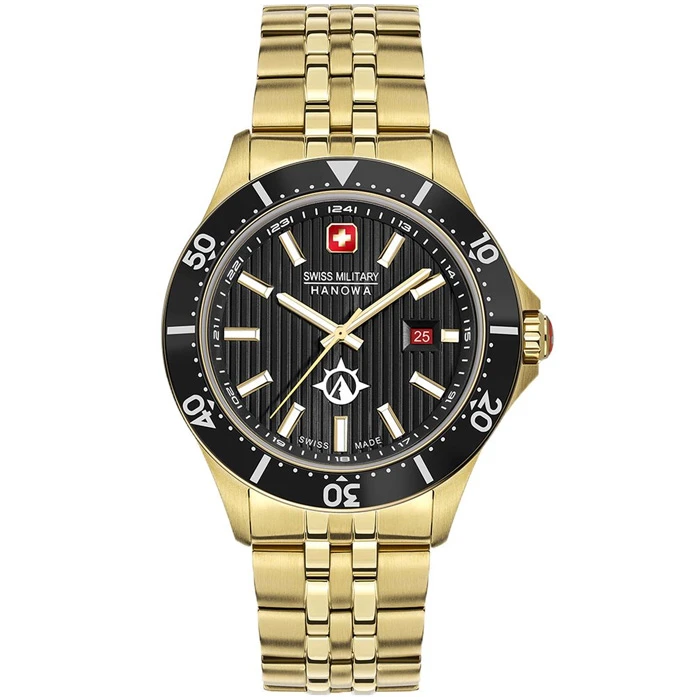 Мъжки ръчен часовник с кварцов механизъм - корпус от Стомана - Стоманена верижка - цвят Черен Злато