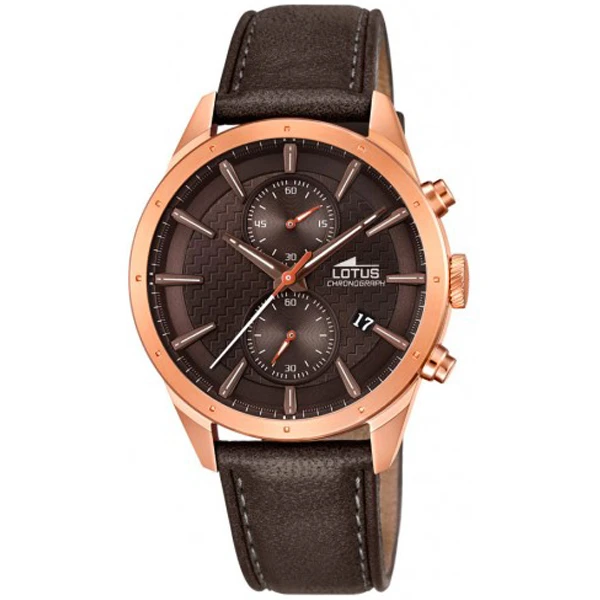 Мъжки ръчен часовник с кварцов механизъм - корпус от Стомана - Естествена кожа - цвят Кафяв Кафяв