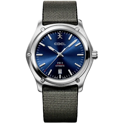 Мъжки ръчен часовник с автоматичен механизъм - корпус от Стомана - Стоманена верижка - цвят Син Сив