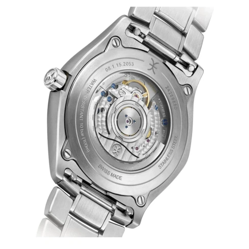 Мъжки ръчен часовник с автоматичен механизъм - корпус от Стомана - Стоманена верижка - цвят Син Сив