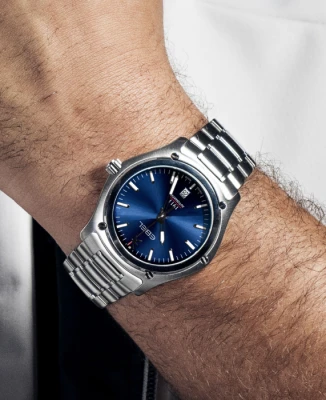 Ebel 1216615 1911 - Мъжки ръчен часовник с автоматичен механизъм - корпус от Стомана - Стоманена верижка - цвят Син Сив