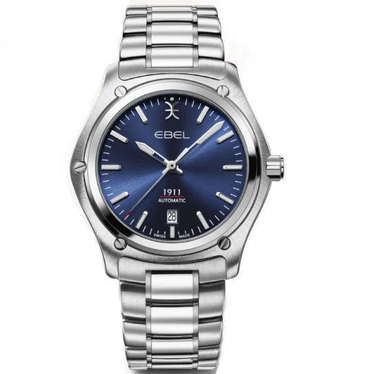 Ebel 1216615 1911 - Мъжки ръчен часовник с автоматичен механизъм - корпус от Стомана - Стоманена верижка - цвят Син Сив