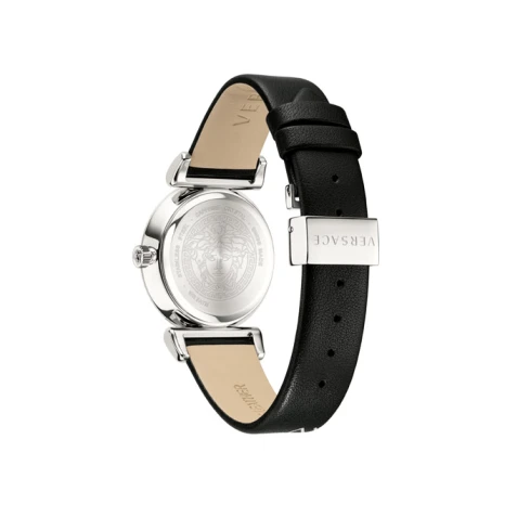 Дамски ръчен часовник с кварцов механизъм - корпус от Стомана - Синтетична кожа - цвят Черен Черен