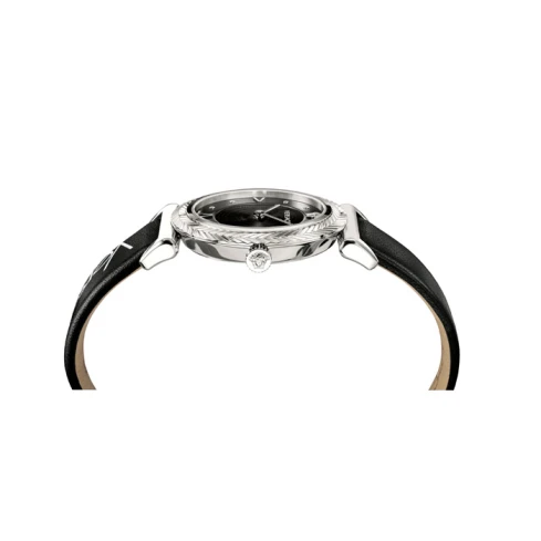 Дамски ръчен часовник с кварцов механизъм - корпус от Стомана - Синтетична кожа - цвят Черен Черен