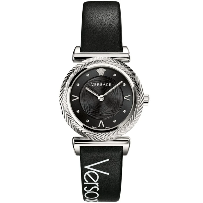 Дамски ръчен часовник с кварцов механизъм - корпус от Стомана - Синтетична кожа - цвят Черен Черен