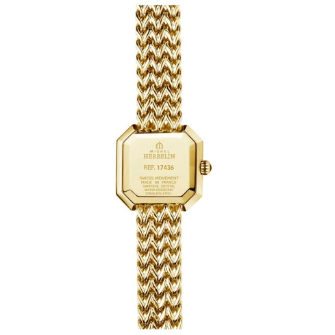 Дамски ръчен часовник с кварцов механизъм - корпус от Стомана - Стоманена верижка - цвят Седеф Злато