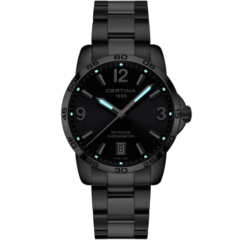 Мъжки ръчен часовник с кварцов механизъм - корпус от Стомана - Стоманена верижка - цвят Черен Сив