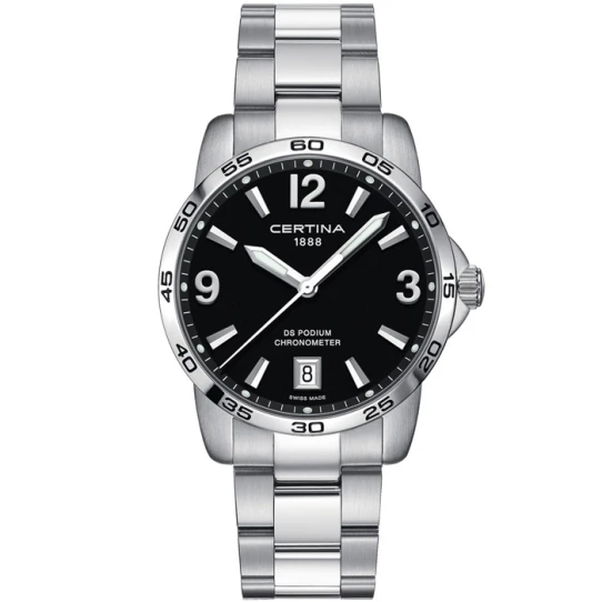 Мъжки ръчен часовник с кварцов механизъм - корпус от Стомана - Стоманена верижка - цвят Черен Сив