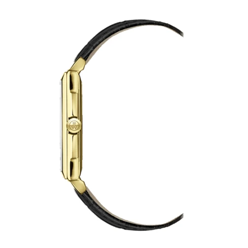 Мъжки ръчен часовник с кварцов механизъм - корпус от Стомана - Естествена кожа - цвят Бял Злато