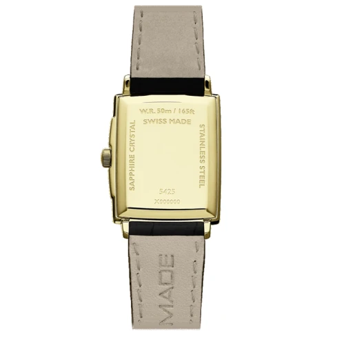 Мъжки ръчен часовник с кварцов механизъм - корпус от Стомана - Естествена кожа - цвят Бял Злато