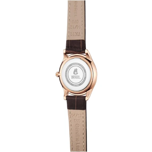 Дамски ръчен часовник с кварцов механизъм - корпус от Стомана - Естествена кожа - цвят Бял Кафяв