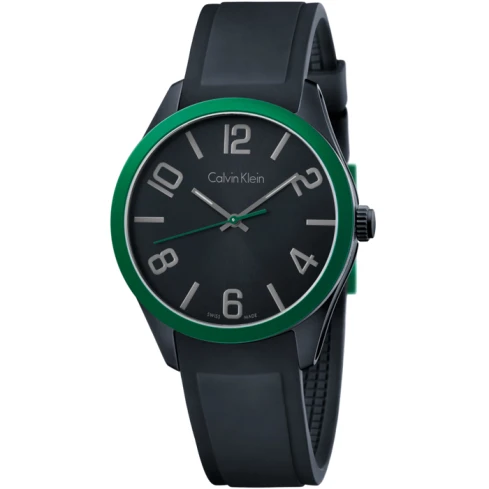 Calvin Klein K5E51ZB1 Color - Мъжки ръчен часовник с кварцов механизъм - корпус от Стомана и алуминий - Силиконова каишка - цвят Черен Черен