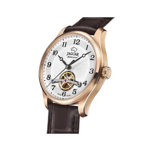 Мъжки ръчен часовник с автоматичен механизъм - корпус от Стомана - Естествена кожа - цвят Бял Кафяв