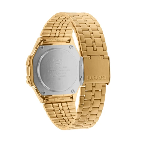 Мъжки ръчен часовник с кварцов механизъм - корпус от Полимер - Стоманена верижка - цвят Сив Злато