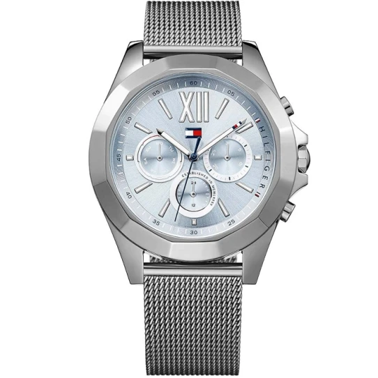 Мъжки ръчен часовник с кварцов механизъм - корпус от Стомана - Меш - цвят Син Сив