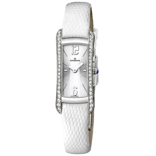 Дамски ръчен часовник с кварцов механизъм - корпус от Стомана - Естествена кожа - цвят Сребрист Бял