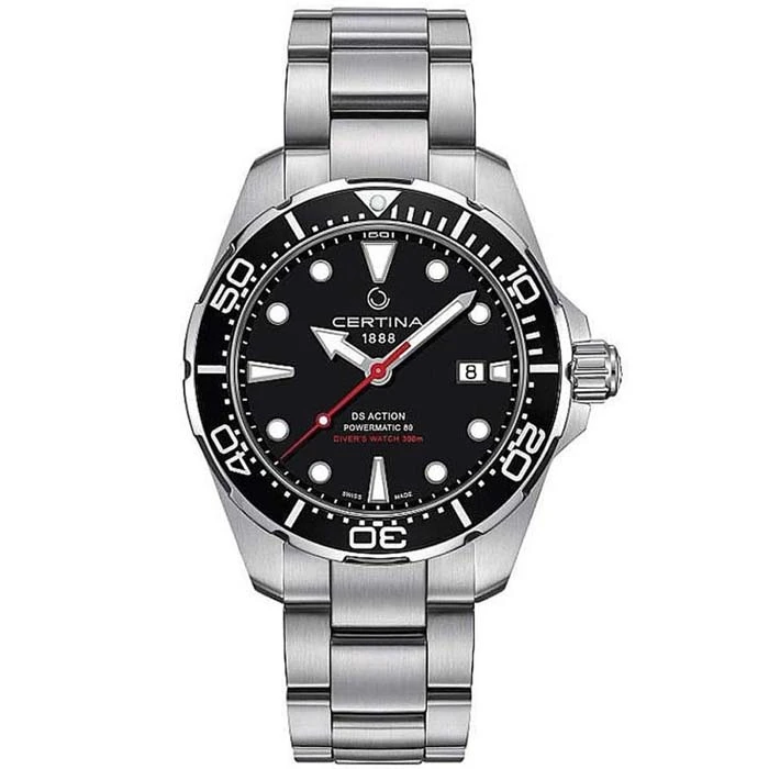 Мъжки ръчен часовник с автоматичен механизъм - корпус от Стомана - Стоманена верижка - цвят Черен Сив