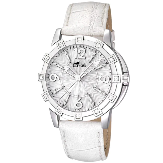 Дамски ръчен часовник с кварцов механизъм - корпус от Стомана - Естествена кожа - цвят Бял Бял