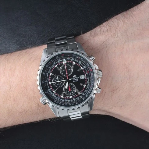 Мъжки ръчен часовник с кварцов механизъм - корпус от Стомана - Стоманена верижка - цвят Черен Сив