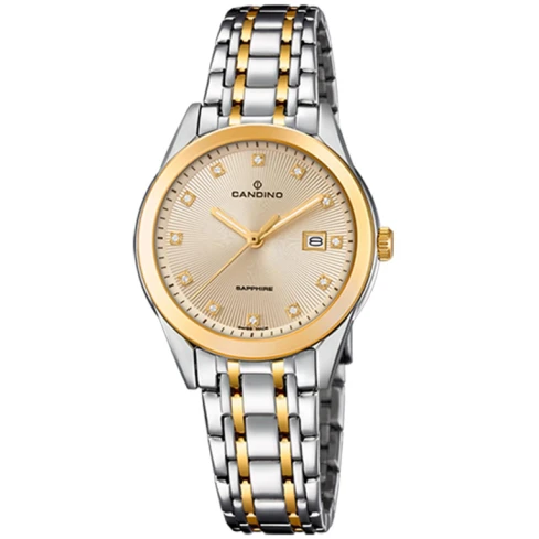 Дамски ръчен часовник с кварцов механизъм - корпус от Стомана - Стоманена верижка - цвят Бежов Сив