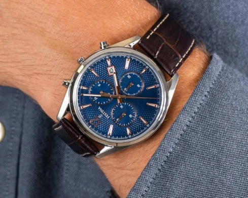 Festina F6860/6 - Мъжки ръчен часовник с кварцов механизъм - корпус от Стомана - Естествена кожа - цвят Син Кафяв