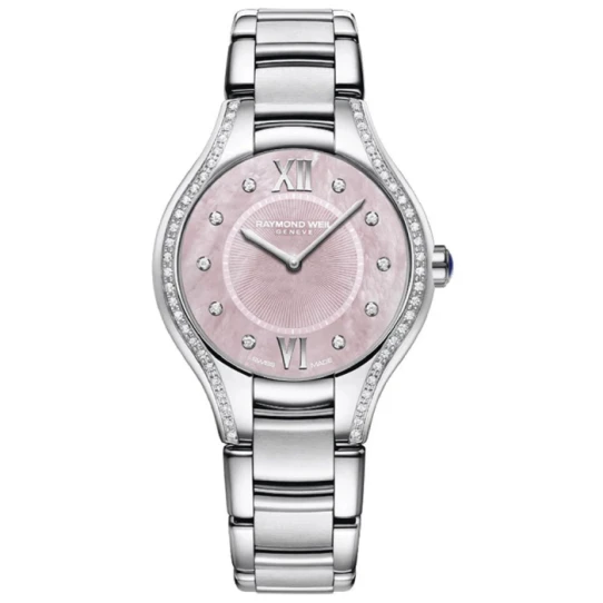 Дамски ръчен часовник с кварцов механизъм - корпус от Стомана - Стоманена верижка - цвят Седеф Сив