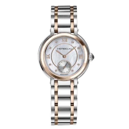 Дамски ръчен часовник с кварцов механизъм - корпус от Стомана - Стоманена верижка - цвят Седеф Сив