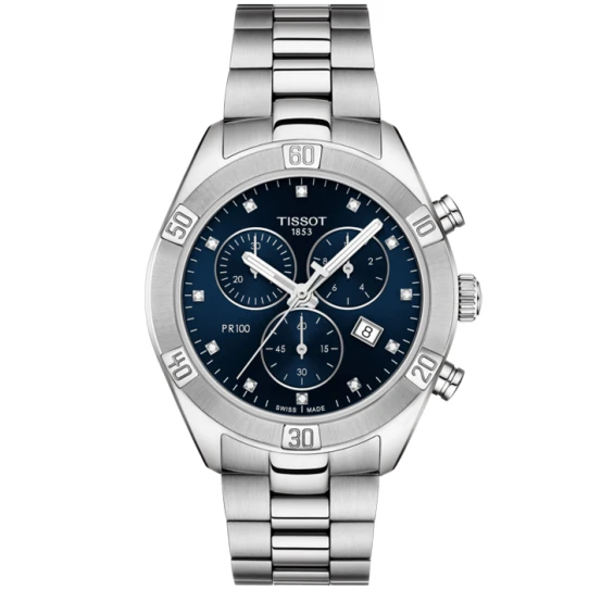 Дамски ръчен часовник с кварцов механизъм - корпус от Стомана - Стоманена верижка - цвят Син Сив